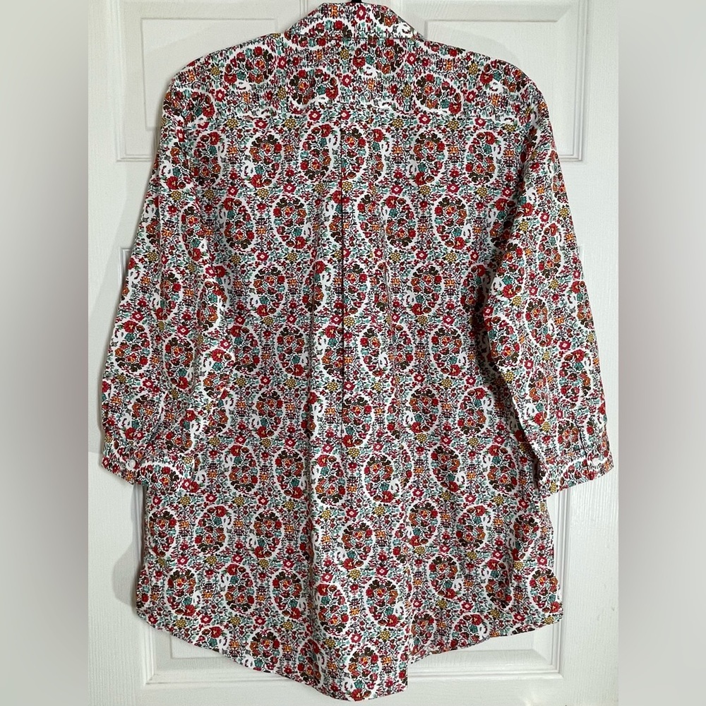 NWOT LANDS END Women’s No Iron 3/4 Sleeve Tunic Top Floral Print Size 16 - Picture 2 of 9